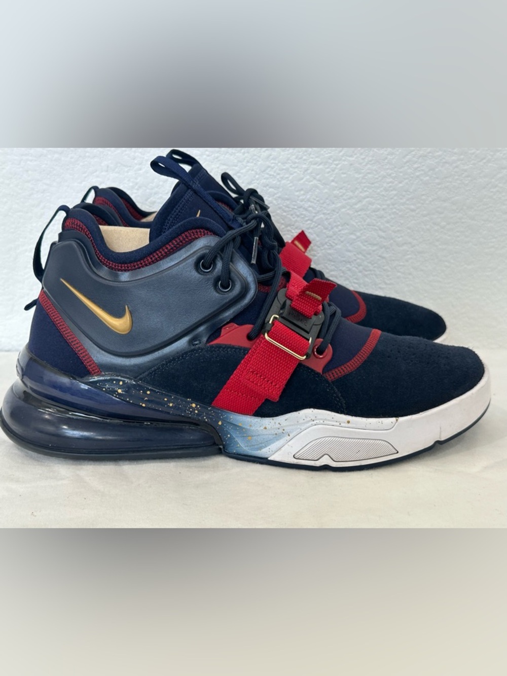 Nike Air Force 270 Olympic Navy Red Gold Strap